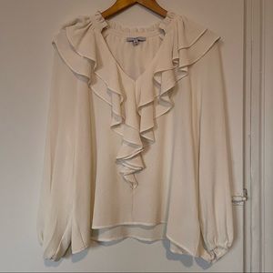 Cream ruffle blouse